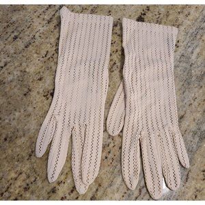 Max Mayer Vintage Size L Gloves Ladies Beige Eyelet Dressy Formal 10"